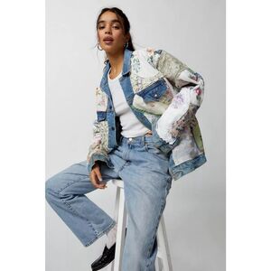 Urban Outfitters Urban Renewal Remade Embroidered Patch Denim Jacket